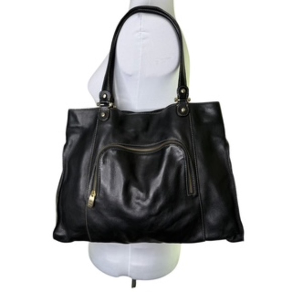 NWOT Liz Claiborne Black Pebble Leather Tote Bag - Picture 1 of 11